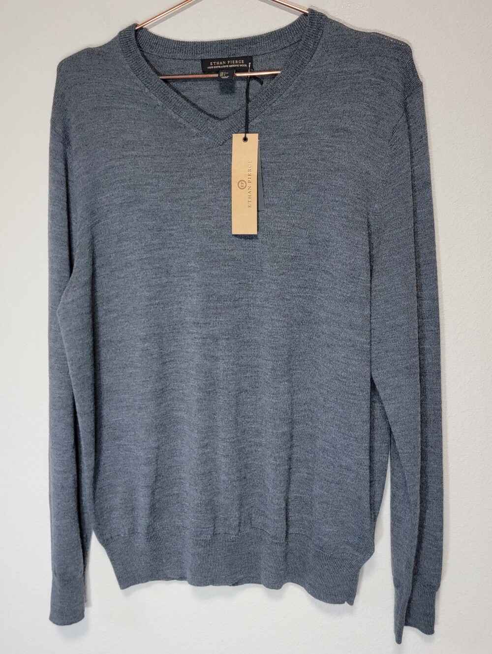 Ethan Pierce Extra Fine Merino Wool Vnwck Sweater NWT